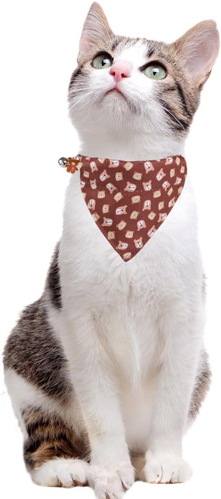 Cat Collar Breakaway with Cute Bow Tie Bandana and Bell Accessories Bear for Kitty Adjustable Safety
