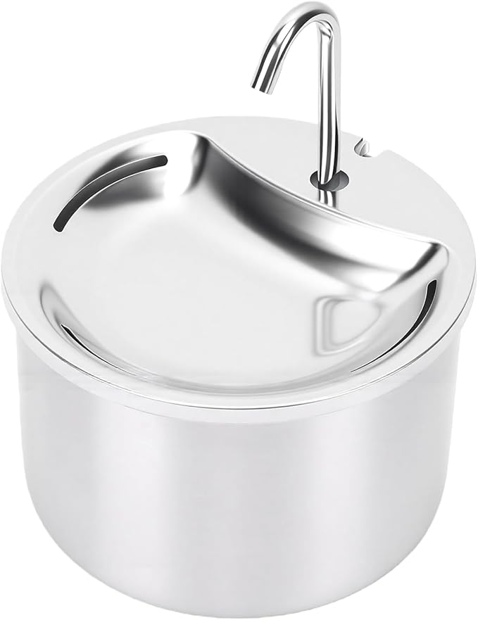 Zerodis Pet Water Fountain, Stainless Steel Cat Water Dispenser with Circulating Filtration 3.2L Large Capacity Quiet Running Dog Feeding Bowl Dishwasher Safe for Pet Indoor Use