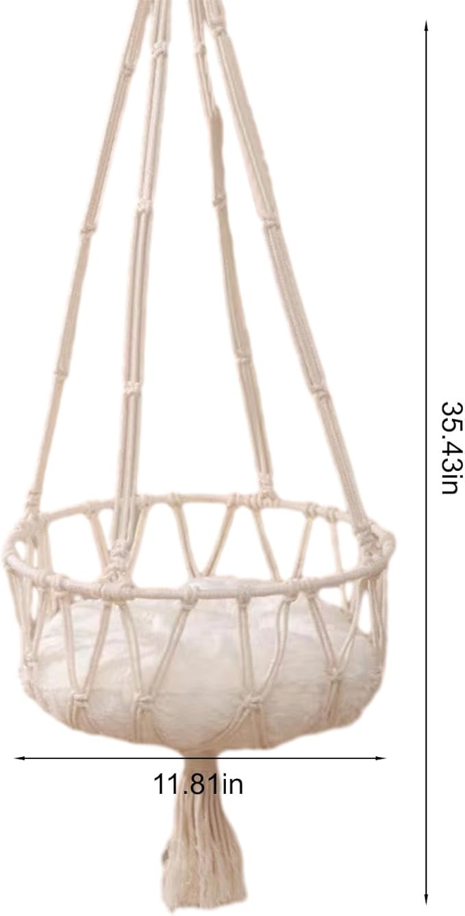 Cat Hammock, Space Saving Hanging Cat Bed Hammock Cat Swing for Indoor Cats, Boho Cat Swing Bed for Sleeping, Playing, Climbing, Lounging