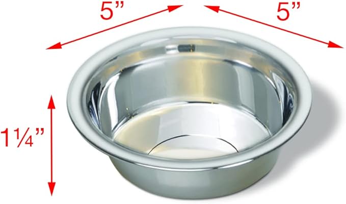 Van Ness Pets Lightweight Stainless Steel Cat Bowl, 8 OZ Food and Water Dish, Natural (Pack of 12)