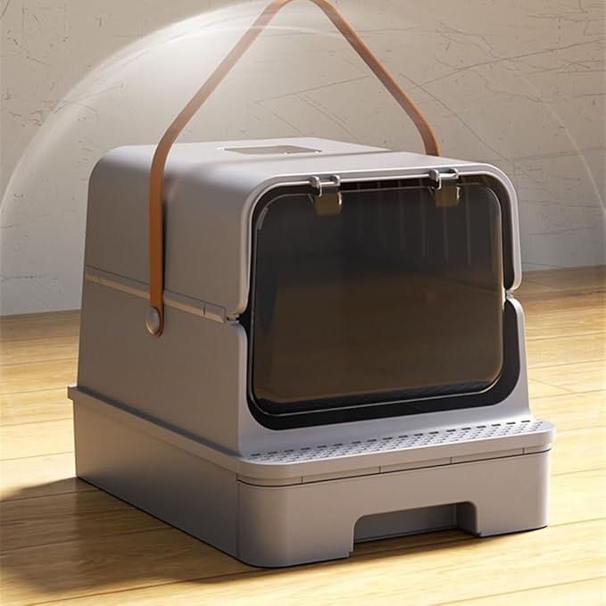 Pet Supplies, Enclosed Cat Litter Box with Door & Drawer, Anti-Splash Lid, Scoop Included(Yellow)