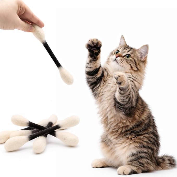 Glaciart One Swabs Cat Toys with Catnip - 6 Pk | Durable for Chew, Cute Cat Toys Interactive Kitty for Boredom, Exercise, & Play | Filled w/Organic Catnip for Anxiety & as Digestive Aid | Gift Idea