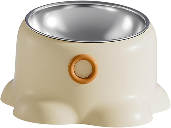 Tilted Cat Feeder Bowl Food Dispenser Living Room Home Travel Indoor Watering Feeding Dish Cat Food Bowl for Pets Small Dogs, Vanilla Brown