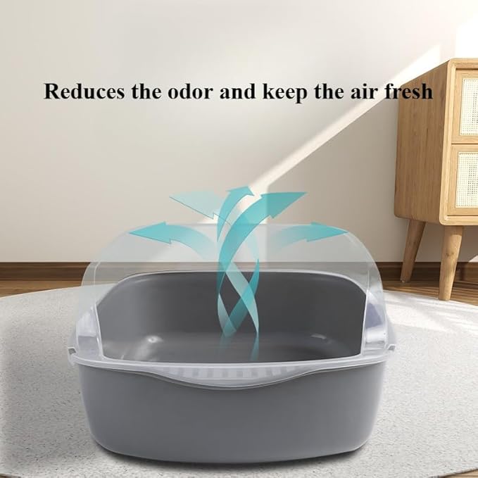 Semi-Closed Large Size Cat Litter Box Thickened Anti-Splash Toilet Litter Pet Supplies Litter Box (Blue)