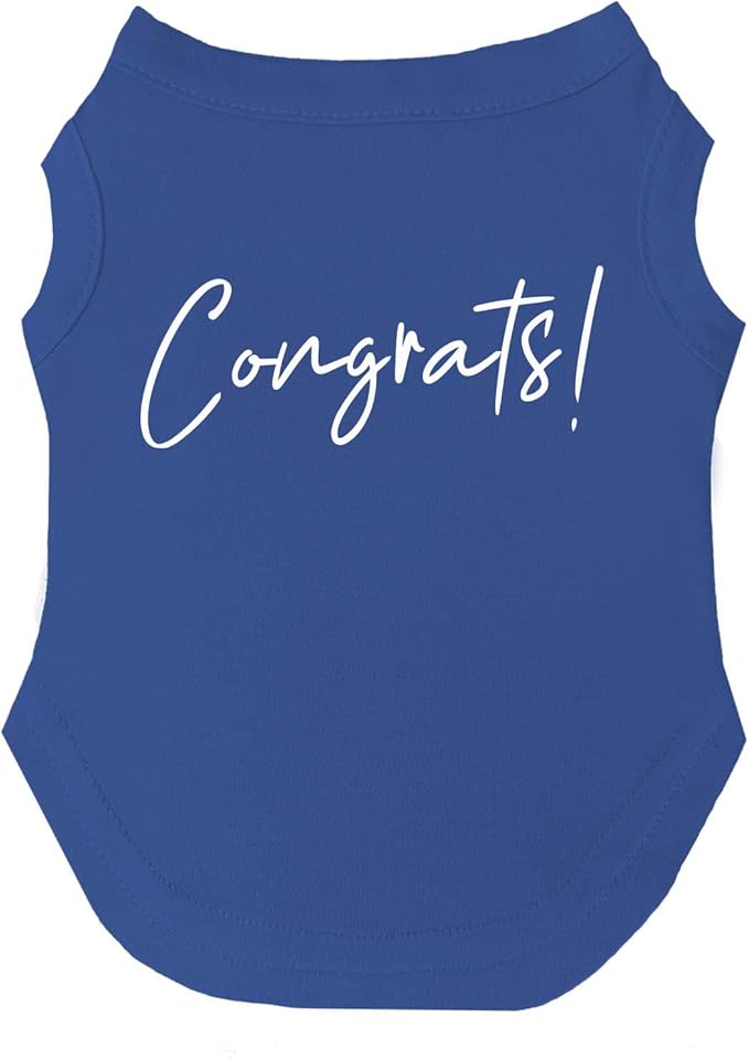 Congrats! Dog Tee Shirt | Sleeveless | School Graduation Ceremony Party | Class of 2025 2026 2027 | Mom Dad Graduation Prop |Royal Blue, X-Large (438)