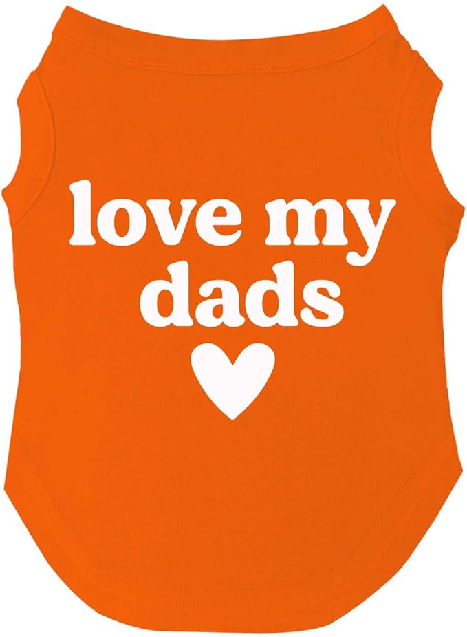 Love My Dads (Two) Dog Tee Shirt | Sleeveless | Sizes for All Ages and Breeds | Pride Day | LGBTQ+ | Rainbow | Parade |Orange, Large 739