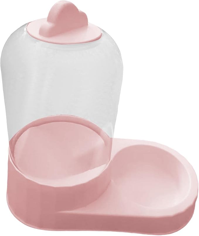 Automatic Feeder, Inclined Feeder with Non-Slip Bottom, Dish Waterer for Puppy Bunnies, Pink Food