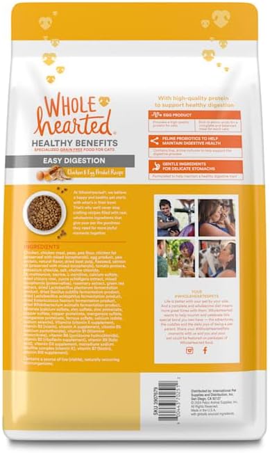 WholeHearted Healthy Digestion Chicken and Egg Product Recipe Dry Cat Food 5 lbs.