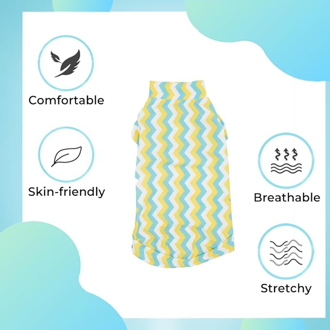 Sphynx Cat Cooling Shirt for Summer, Quick Dry Shirt Breathable UPF 50+ Shirt for Cats & Small Dogs Apparel, Summer Vest for Cats (Waves, XX-Large(11-14lbs))
