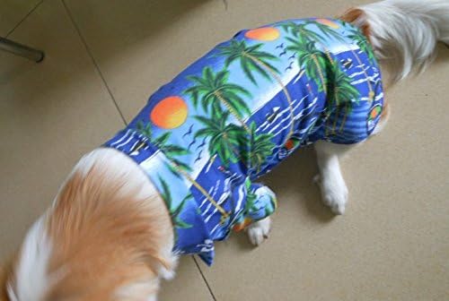 Tangpan Hawaiian Beach Coconut Tree Print Dog Shirt Summer Camp Shirt Clothes (Blue,S)