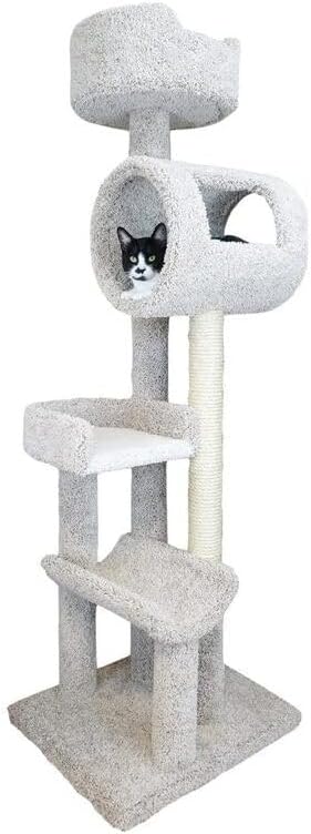 HomeStock Cat Tower Large Multi-LevelCarpeted Cat Tree with Scratching PostsCat Furniture for Indoor Cats Neutral