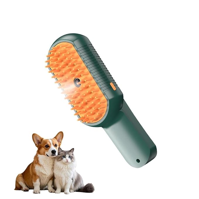 Cat Steam Brush for Shedding, 2026 New Pet Steam Grooming Brush, Multifunctional Hair Removal Comb for Home Use, Rechargeable Pet Comb for for Short and Long Hair Cats Dogs (Dark Green)