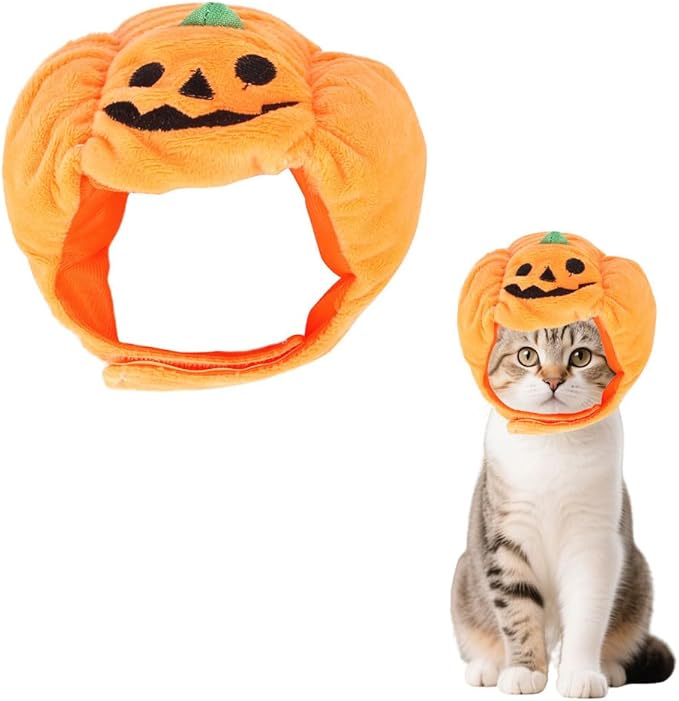 Cat Halloween Pumpkins Hat Dog Halloween Pumpkin Costume Adjustable Pumpkin Cap Cute Pet Headgear Hat Dress for Halloween Puppy Kitty Halloween Cosplay Costume