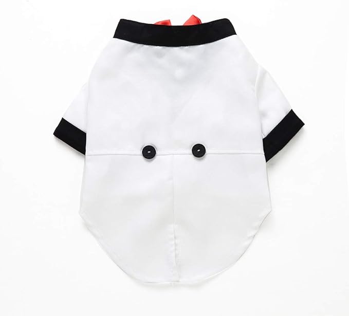 GabeFish Pets Wedding Jackets Suit for Dogs with Bow Tie Puppy Cat Formal Clothes Shirt Tuxedo (White, XL (Chest 18.8in/48cm)