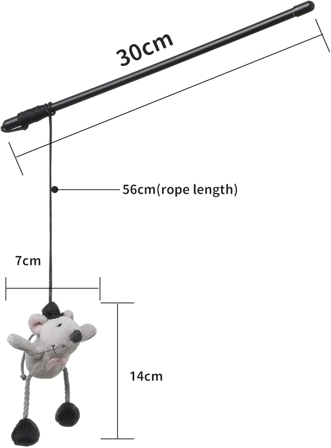 PAZ'S GIFT Cat Wand Toy Cute Mouse Tease Cat Wand Interactive Indoor Toy Swing and Squeak Fun Toy Kitten Play with Cat Interactive Chase Movement Reduce Boredom Suitable for All Cat Toys