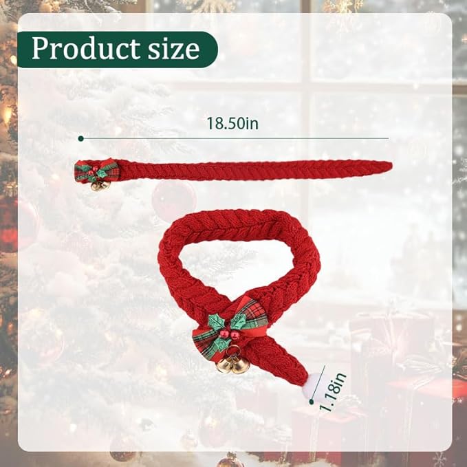 Holiday Scarves for Small Dogs Cats Christmas Pet Bandanas for Dogs Cats Neck Accessories Cat Neckerchief Costume for Pets Puppy Bandana Scarf Red Bow Scarf for Dog Bandana with Bell Cat Xmas Apparel