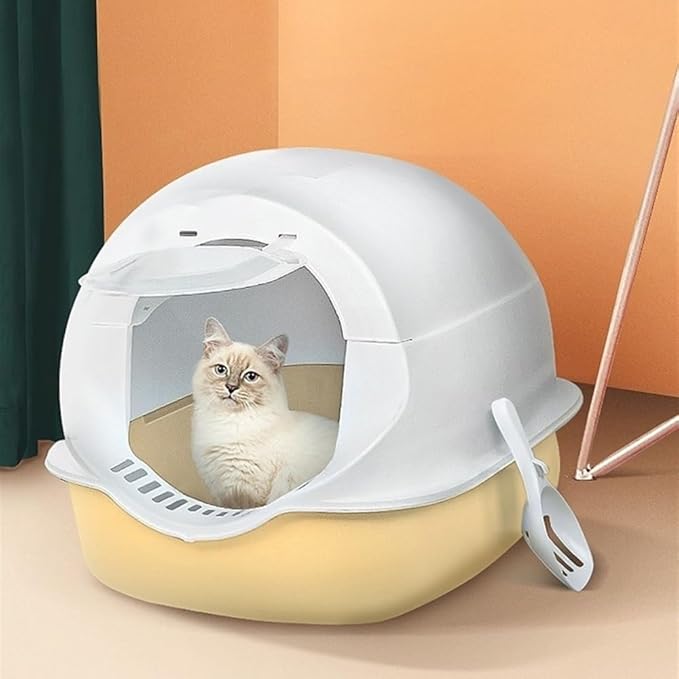 Pet Supplies, Enclosed Splash-Proof Cat Litter Box with Scoop & Lid, Large & Easy Clean(Green)