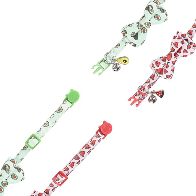 Cat Collar Breakaway with Cute Bow Tie and Bell Fruits Accessories for Kitty Adjustable Safety