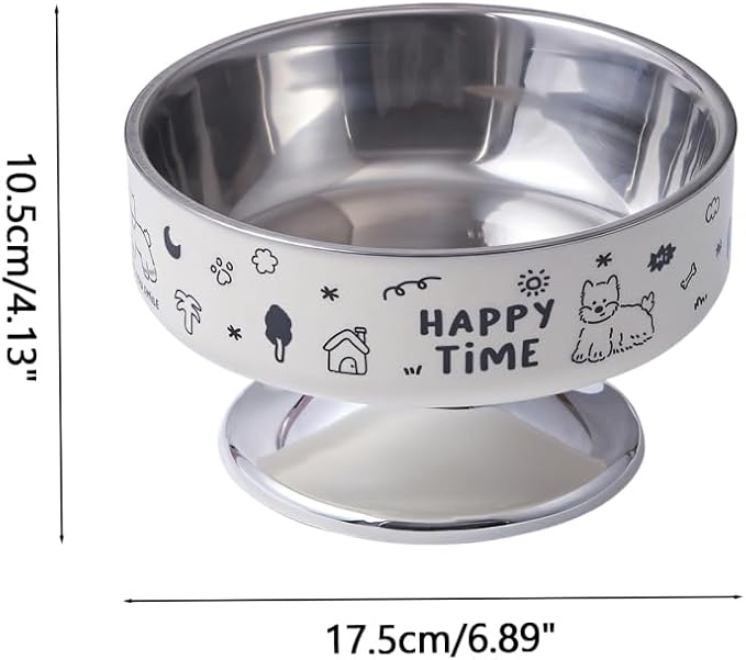 Stainless Steel Cat Bowl, Cute Cat Dish with Non-Slip Base, Large Diameter Pet Feeder Tool for Cats/Kittens/Dogs