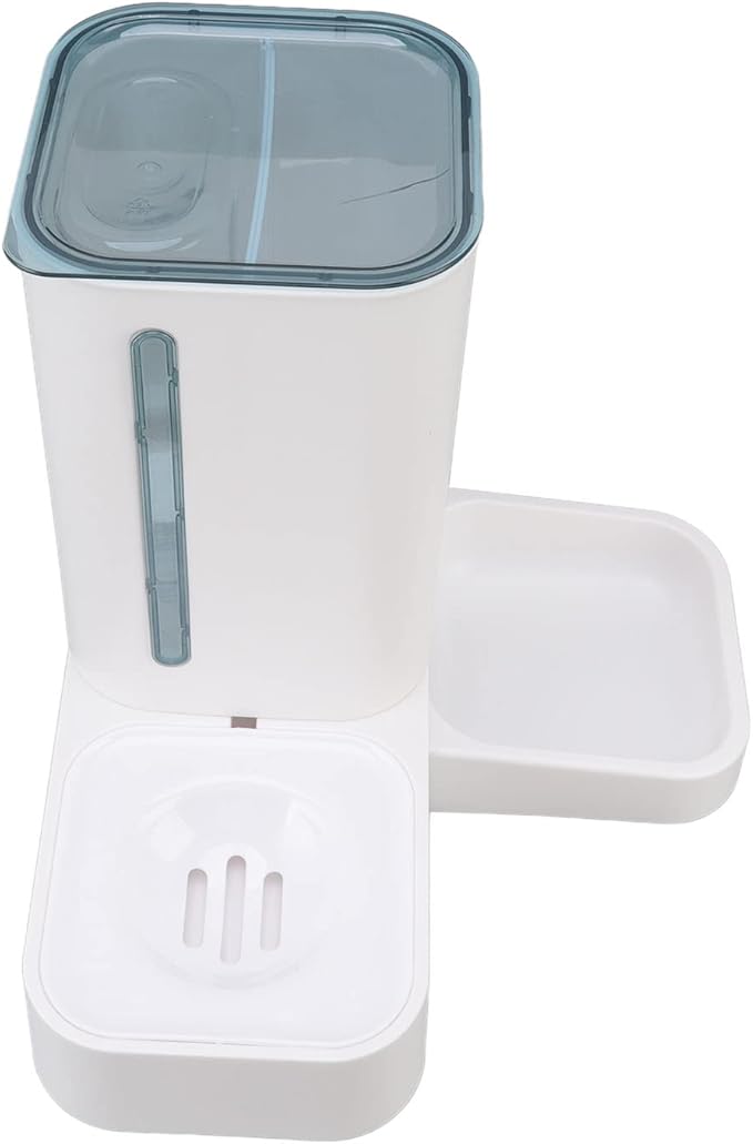 Focket Automatic Cat Feeder, 2 in 1 Gravity Design with Large Capacity 1.5L Water Bucket 2.2lb Food Bowl, Visual Level Window Indicator, Dog Feeding Station with Removable Parts for