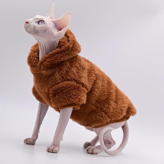 Sphynx Cat Apparel Kitty Clothes Warm Autumn and Winter Hairless Cat Outfits Cat Clothes for Devon Rex Cats, Cornish Cats and Small Cats (Black, Small)