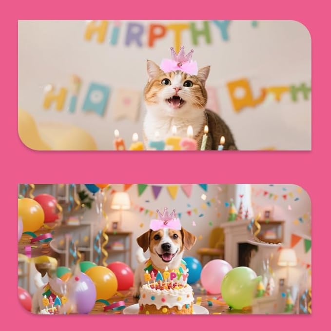 Birthday Girl Hat for Daughter Granddaughter Crown Hat with Lace Happy Birthday Hats for Girls Pink Cap for Pet Dog Cat Bday Hats for Girl Daughter Granddaughter Bday Party Hats for Girls