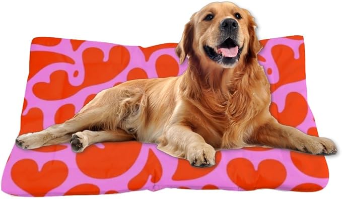 Red Love Heart Dog Crate Pad Non Slip Bottom Portable Pet Mat Warm Mat for Dogs Dog Pet Supplies Multi Scenario Multi Model Crate Gift Printed Car Bed 24× 18 Inch