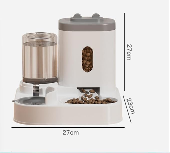 Cat Water Dispenser and Automatic Cat Food Feeder Integrated Water Feeder (Pink, 10.63x9.06x10.63in)