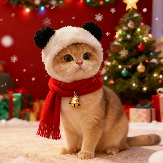 Dog Cat Hats for Small Dogs Cats Adjustable Pet Cap Headwear Pet Head Ear Covers with Dog Ear Muffs Noise Protection Pet Cat Neck Warmer Headband Cats Costumes Headdress Headgear for Grooming Photos