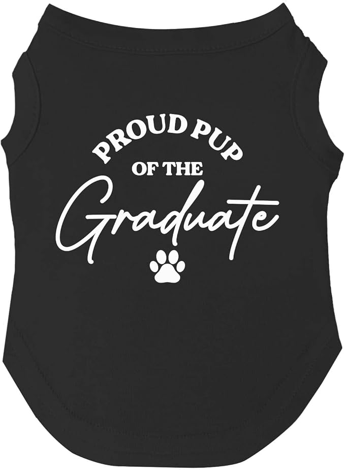 Proud Pup of The Graduate Dog Tee Shirt | Sleeveless Dogs| Graduation Prop | Class of 2025 2026 2027 2028 |Black, Large (737)
