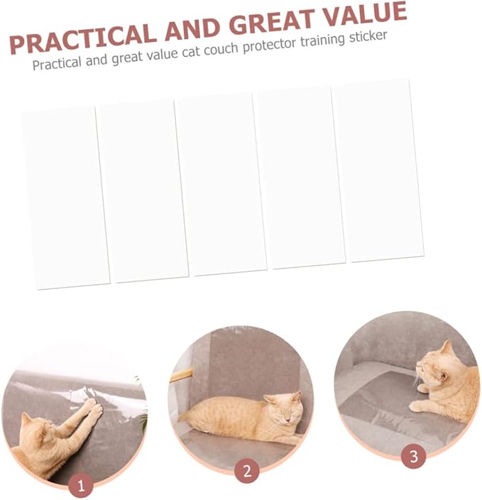 Toyvian 5pcs Cat Scratch Protector Patches Furniture for Cats Easy to Install Scratch Deterrent Stickers for Sofas Chairs and Beds Wear-Resistant Design