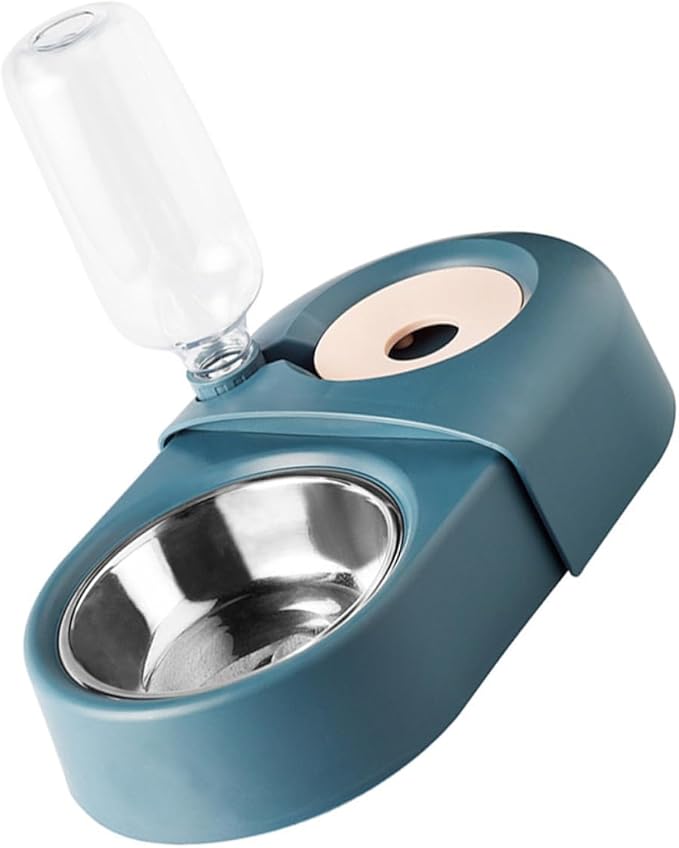 VICASKY Automatic Pet Feeder and Water Bowl, Blue Anti-Spill Dog and Cat Feeding Dish for Home Use, Sturdy Food-Grade Plastic Pet Feeding Bowl for Dogs and Cats