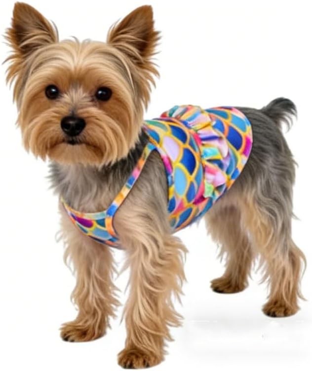 Funny Dog Swimwear Bikini Summer Dog Clothes Beach Swimsuit Puppy Bathing Suit Puppy Vest Cooling Pet Shirt for Small Dogs, Cat Apparel (Mermaid, X-Small)