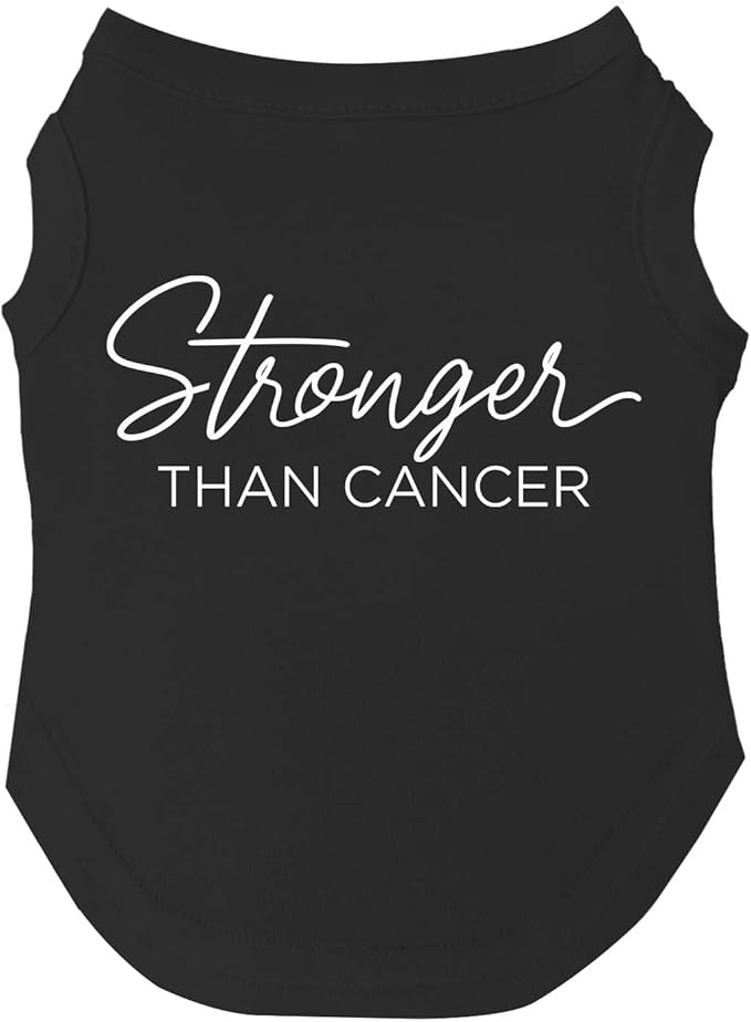 Stronger Than Cancer Dog Tee Shirt | Sleeveless | Cancer Awareness | Hope | Support | Ribbon (Black, 2X-Large 1020)