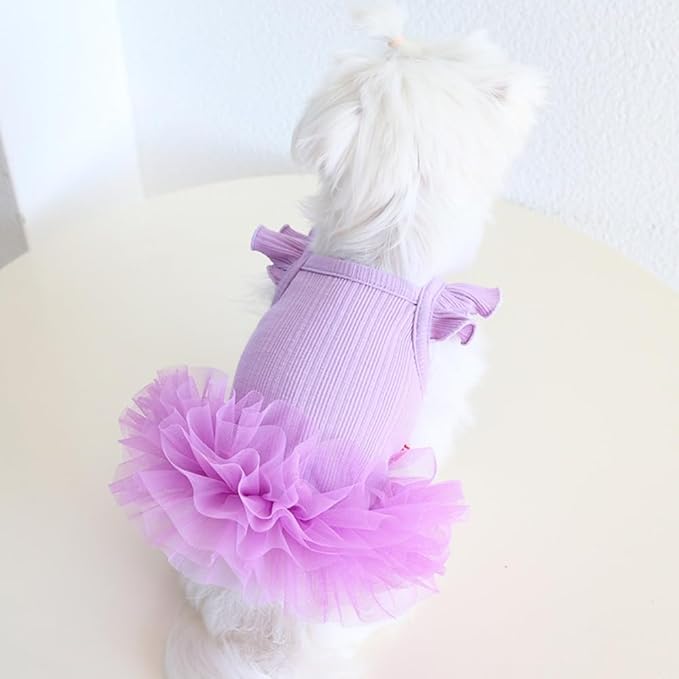 Hdwk&Hped Small Dog Dress Breathable Summer Dog Dress for Puppy Cats Girl Female Tutu Cake Skirt Princess Dress for Birthday Party Costume (Tutu Skirt - Purple, X-Large)