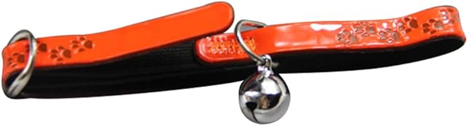 Pet Cat Kitten Pet Reflective Paw Print Safety Clip Collar With Bell
