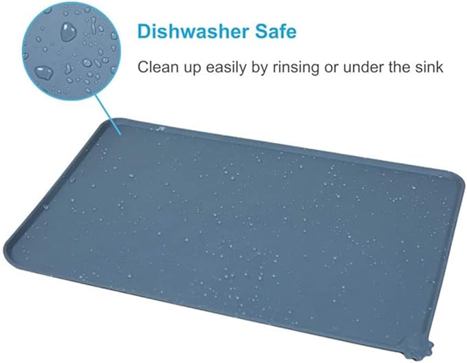 Silicone Dog Cat Bowl Mat，Waterproof Slip Resistant Silicone Pet Feeding Mat，Anti-Slip Pet Bowl Mats Cats and Dogs Food Water Placemat Tray，Raised Edges to Prevent Water Spills on Floor (Green)