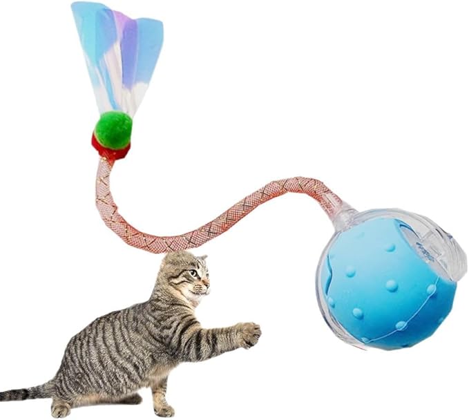 Smart Interactive Cat Ball Toy – Rechargeable Rolling Toy with Lights & Motion Sensor, 3 Play Modes for Indoor Cats, Self-Moving & Durable Fun (Blue)