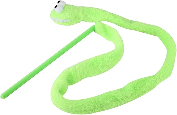 Cat Toy Snake, Serpentine Mint Cat Teasing Stick Enhance Bond with Cats, Pet Stress Relief and Interactive Toys (Green)