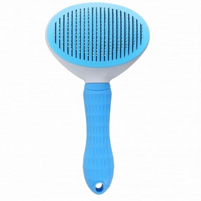 Pet Dog Hair Brush for Shedding Indoor Kitten Comb Grooming And Care Slicker Brush Stainless Steel,Cat Hair Brush for Long Hair Removal,Self Cleaning Rabbit Puppy Dogs Grooming Massaging Tool (Blue)
