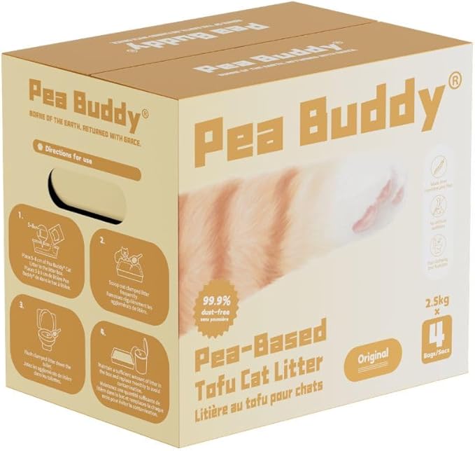 Pea Based Tofu Cat Litter, Dust Free Cat Litter, Low Tracking, and Natural Odor Control, Flushable (4 Bags, Original (Fragrance-Free))