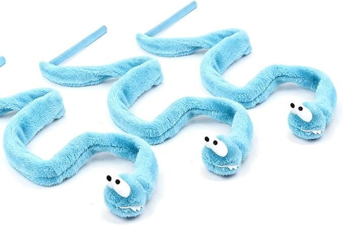 Cat Teaser Toy, Snake Shape Design with Silicone Material and 9.4 Inch Handle, Interactive Play Wand for Indoor Cats and Kittens, Green Pink Blue Color Options (Mixed Colors)