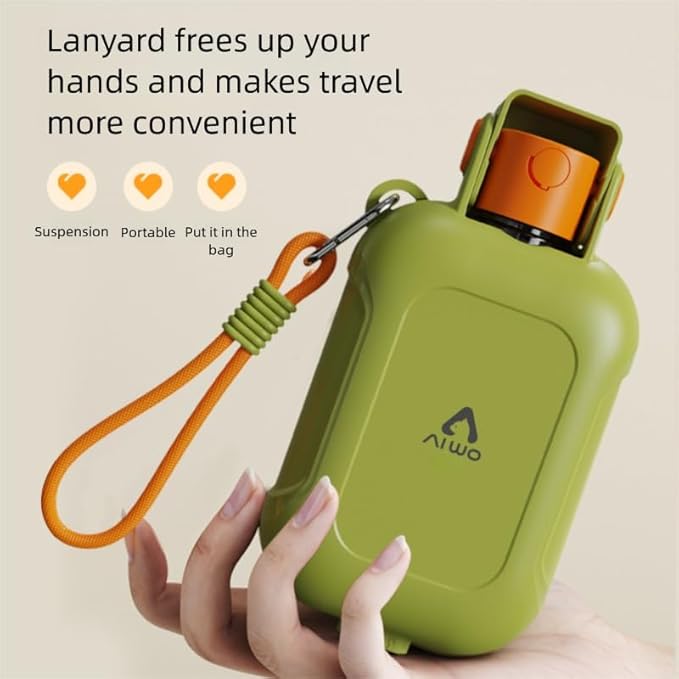 Portable Pet Travel Cup, Large Capacity Dual-Use Feeding and Watering Cup for Dogs and Cats, Leakproof Drink Container with Strap, Outdoor Water Bottle