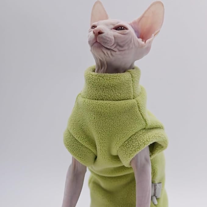 Hairless Cat Clothes Autumn/Winter Warm Fleece Super Soft Stretch Cat Clothes for Sphynx,Devon, Konis,Small Cats and Dogs (Purple, X-Small)