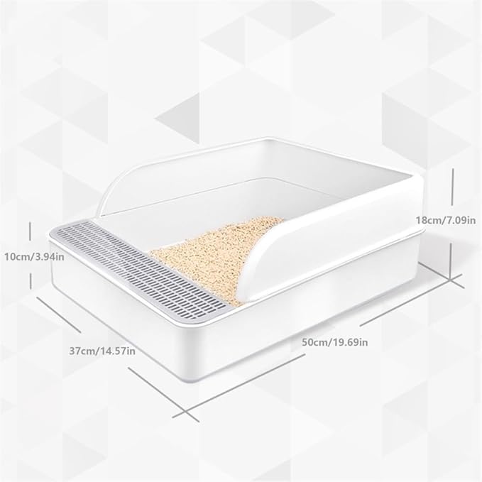 Pet Supplies, Large Open Cat Litter Box with High Sides & Scoop, Tool-Free Assembly