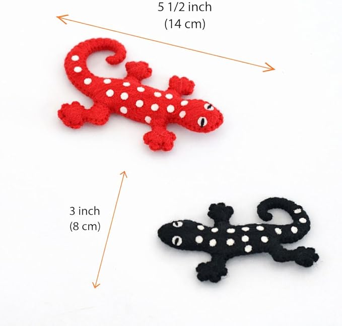 Glaciart One Felt Lizard Cat Toy – 2 Pcs | Soft Fuzzy Enrichment 100% Natural Wool - Interactive Catnip Play Cat Toy Set - Safe for Pets, Non-AZO Colored Dyes