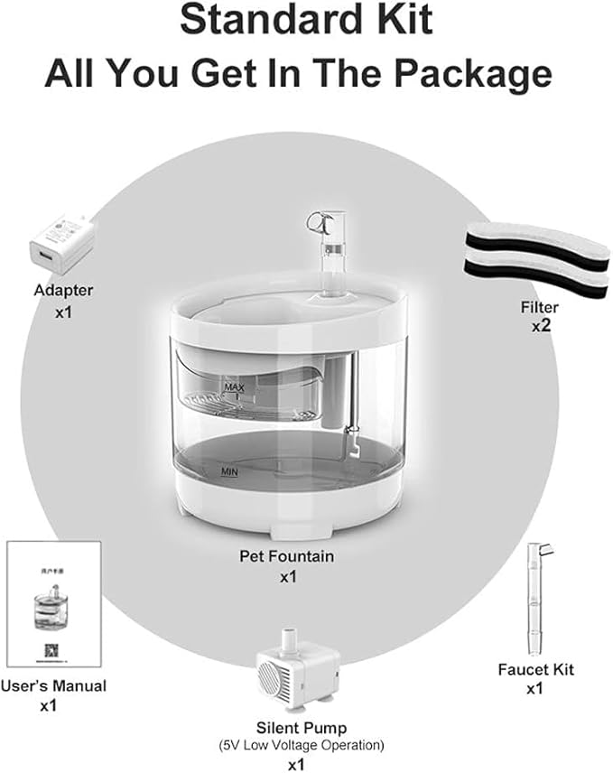 Cats Water Fountain 1.5L Water Capacity with 2 Filters Automatic Dog Dispenser Clear Faucet Drinker for Pet Drinking Bowl Auto Feeder pet Water Dispenser
