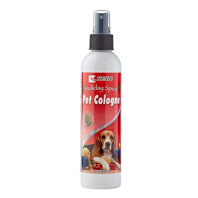 Kenic Holiday Spice Pet Cologne, Long Lasting Limited Edition Cinnamon & Nutmeg Scented Dog & Cat Deodorizing Spray, Freshens, Neutralizes and Shines Coat Between Baths, Made in USA