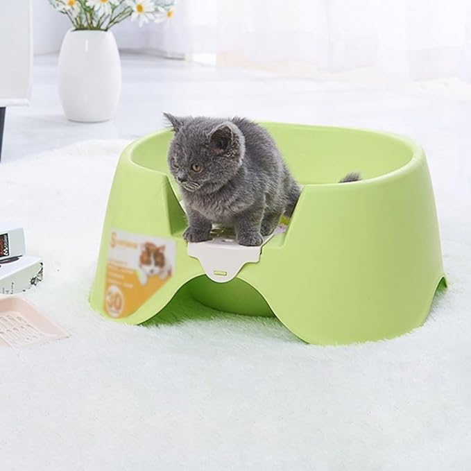 Pet Supplies, Open Top Cat Litter Box,Splash Proof Kitty Toilet, Easy Clean Pet Supplies(Green)
