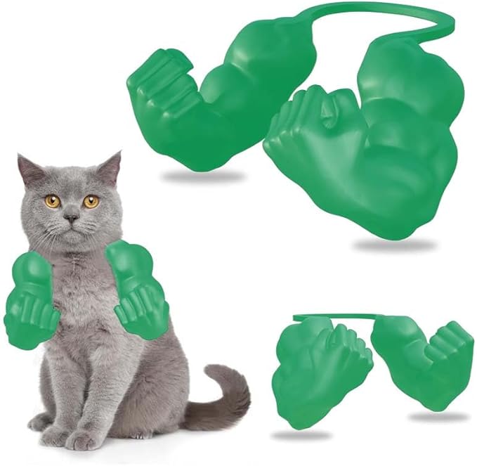Cat Muscle Arms, Funny Pet Costume Accessory, Novelty Dress Up Props for Photos and Parties, Hilarious Cat Cosplay Gift (Green)